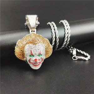 Christmas V Geek Clown micro-inlaid zircon hipster hip hop pendant necklace
